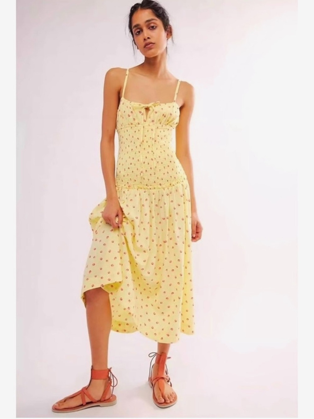 FreePeople brand new Yellow Floral Tie-Front Sundress
